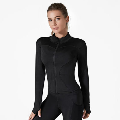 Women'S Slim Yoga Cloth, Sun Protection Fitness Top, Jacket, Breathable and Stretchy, Quick-Drying Long-Sleeved Sportswear