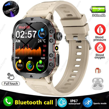 Original Men Smartwatch Flashlight Bluetooth Call Fitness Clock IP68 Waterproof Sports Men for Android IOS Smart Watch 2025 New Ola Esporte