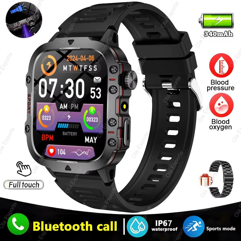 Original Men Smartwatch Flashlight Bluetooth Call Fitness Clock IP68 Waterproof Sports Men for Android IOS Smart Watch 2025 New Ola Esporte