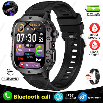 Original Men Smartwatch Flashlight Bluetooth Call Fitness Clock IP68 Waterproof Sports Men for Android IOS Smart Watch 2025 New Ola Esporte