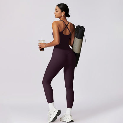 Timeoff Women'S Crisscross Back Tank & High-Waist Butt-Lift Leggings Set , Quick-Dry, Moisture-Wicking , Yoga, Gym & Fitness Workouts , Stylish Activewear for Women,Sweatsuit Set Outfit,Comfort Sweat Set,Sweatsuits Women