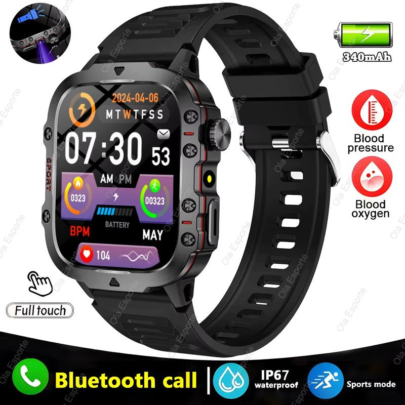 Original Men Smartwatch Flashlight Bluetooth Call Fitness Clock IP68 Waterproof Sports Men for Android IOS Smart Watch 2025 New Ola Esporte