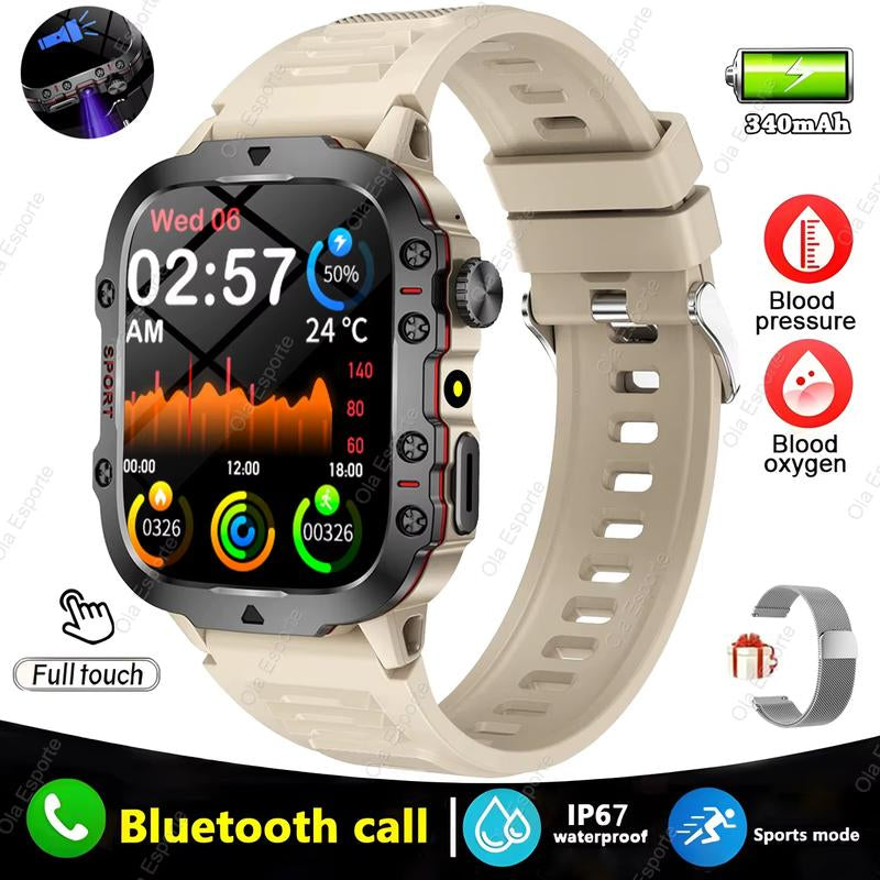 Original Men Smartwatch Flashlight Bluetooth Call Fitness Clock IP68 Waterproof Sports Men for Android IOS Smart Watch 2025 New Ola Esporte