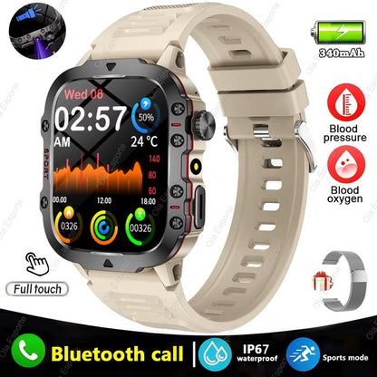 Original Men Smartwatch Flashlight Bluetooth Call Fitness Clock IP68 Waterproof Sports Men for Android IOS Smart Watch 2025 New Ola Esporte