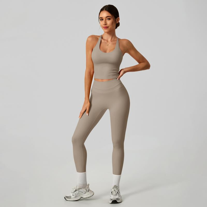 Timeoff Women'S Crisscross Back Tank & High-Waist Butt-Lift Leggings Set , Quick-Dry, Moisture-Wicking , Yoga, Gym & Fitness Workouts , Stylish Activewear for Women,Sweatsuit Set Outfit,Comfort Sweat Set,Sweatsuits Women