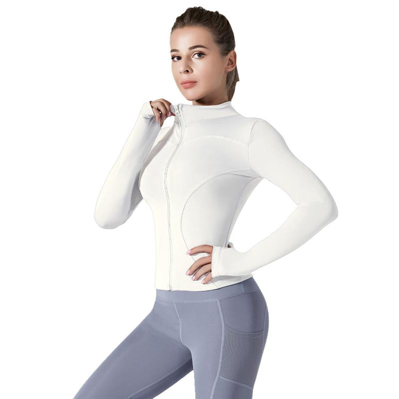 Women'S Slim Yoga Cloth, Sun Protection Fitness Top, Jacket, Breathable and Stretchy, Quick-Drying Long-Sleeved Sportswear