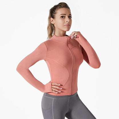 Women'S Slim Yoga Cloth, Sun Protection Fitness Top, Jacket, Breathable and Stretchy, Quick-Drying Long-Sleeved Sportswear