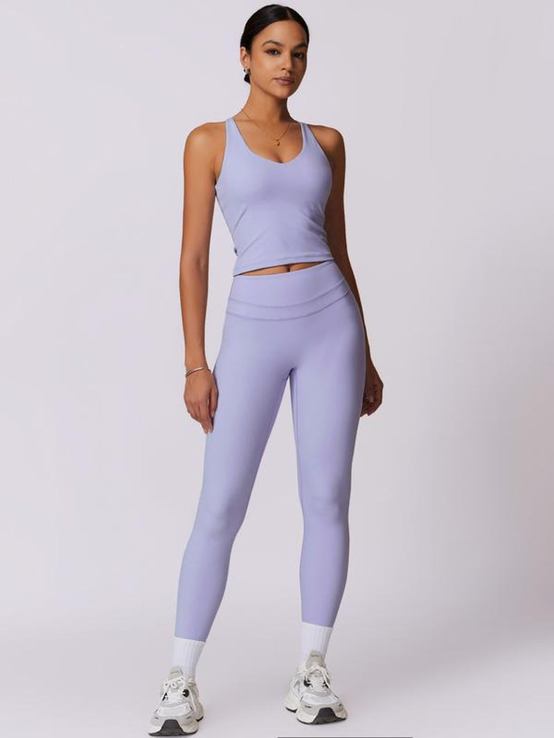 Timeoff Women'S Crisscross Back Tank & High-Waist Butt-Lift Leggings Set , Quick-Dry, Moisture-Wicking , Yoga, Gym & Fitness Workouts , Stylish Activewear for Women,Sweatsuit Set Outfit,Comfort Sweat Set,Sweatsuits Women