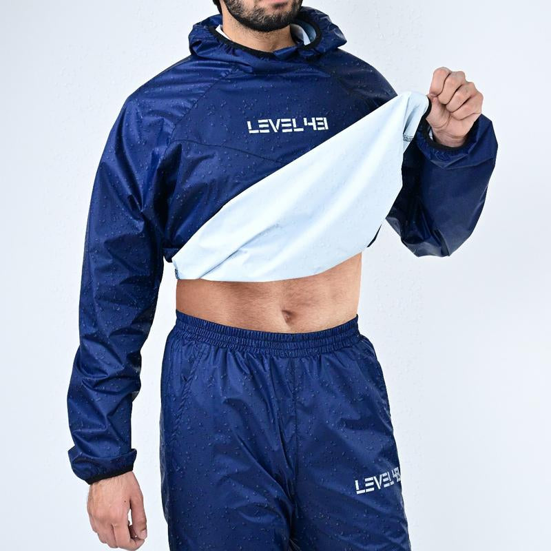 Level 43 Hooded Sauna Suit for Men and Women - anti Rip Workout Suit for Exercise Gym Fitness, Weight Loss Slimming Suit