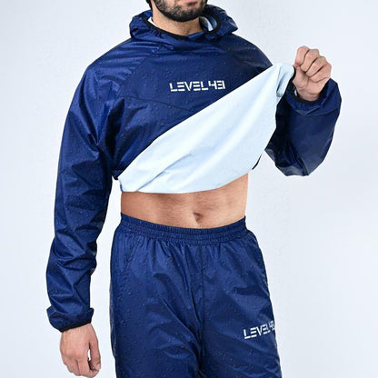 Level 43 Hooded Sauna Suit for Men and Women - anti Rip Workout Suit for Exercise Gym Fitness, Weight Loss Slimming Suit