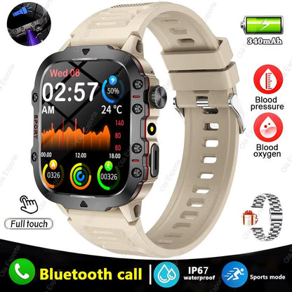 Original Men Smartwatch Flashlight Bluetooth Call Fitness Clock IP68 Waterproof Sports Men for Android IOS Smart Watch 2025 New Ola Esporte